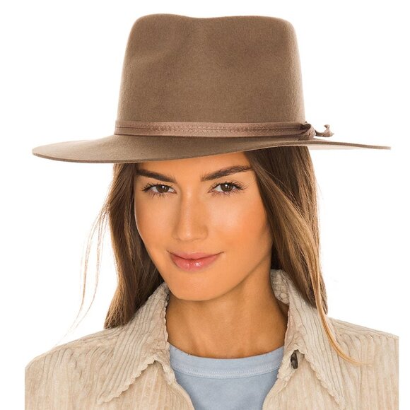 NWT Lack Of Color Moss Zulu Wool Felt Fedora Hat In Moss Brown Wide Brim